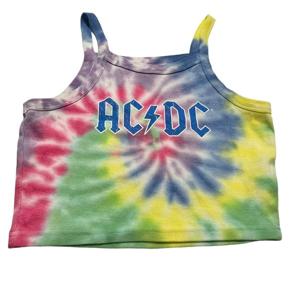 Forever 21 | Tops | Acdc Rainbow Tie Dye Crop Tank Ml Fitted Swirl ...